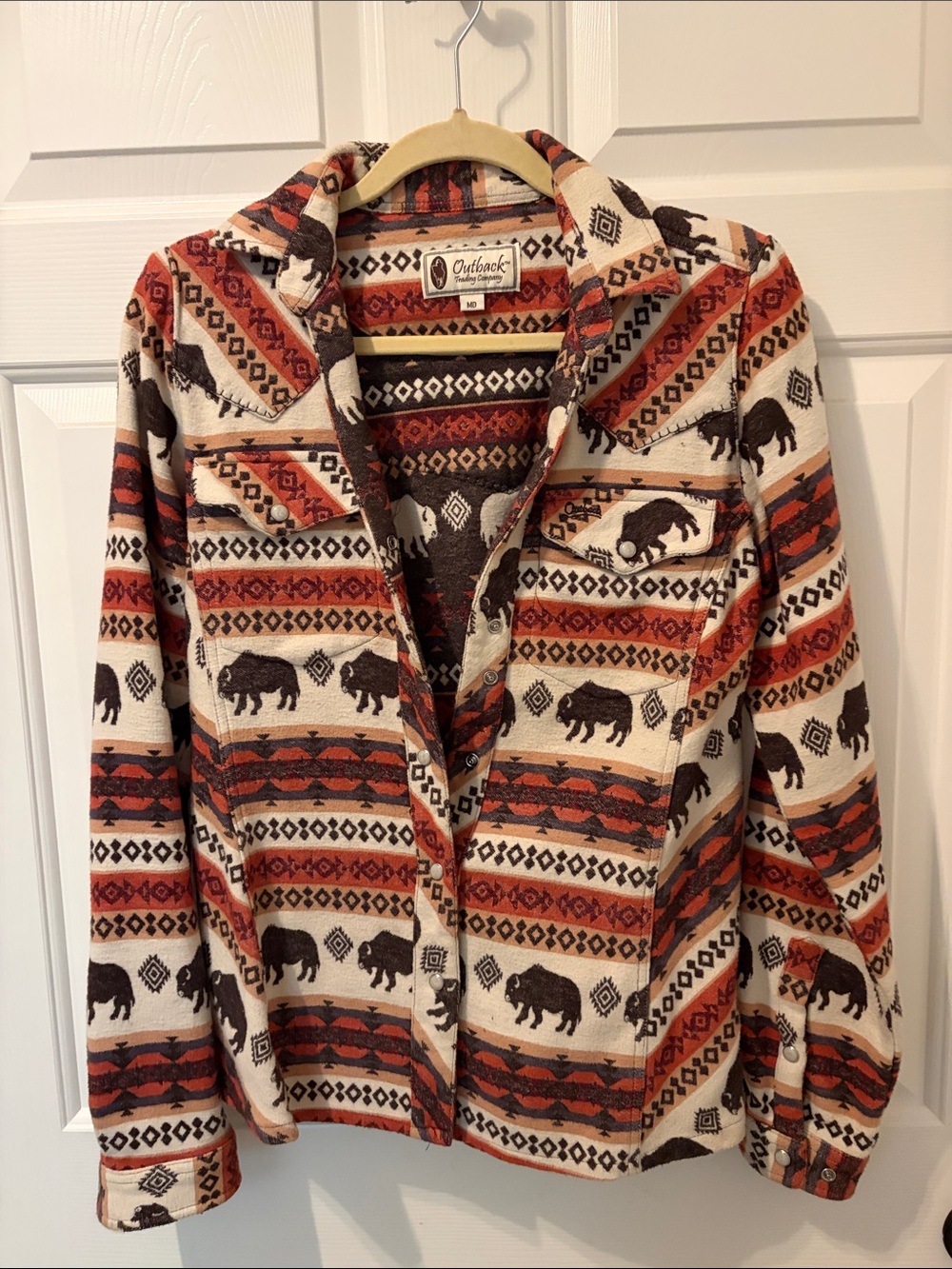 Outback Heritage Women's Buffalo Print Jacket - Cream & Rust